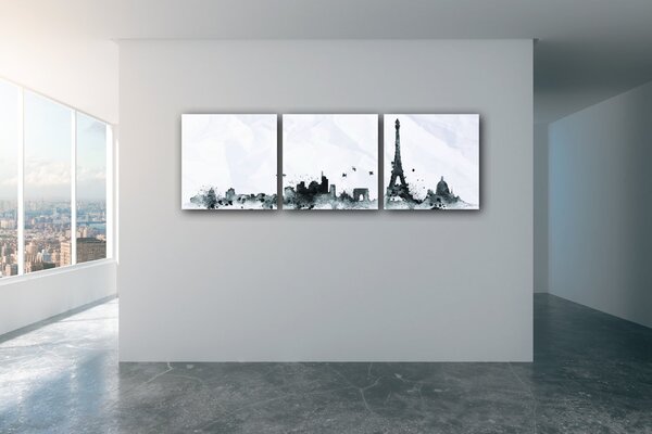 Impresi Obraz Paříž panorama - 90 x 30 cm (3 dílný)