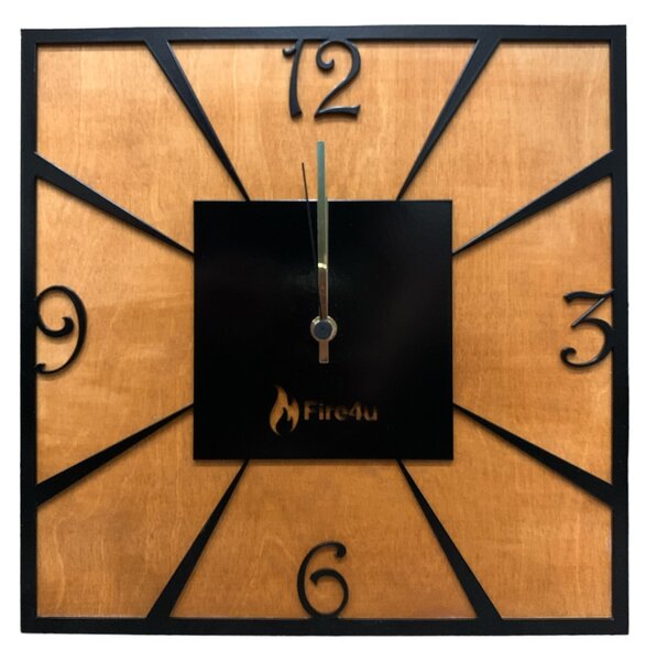 Fire4u hranaté nástěnné hodiny Klasik, černá matná