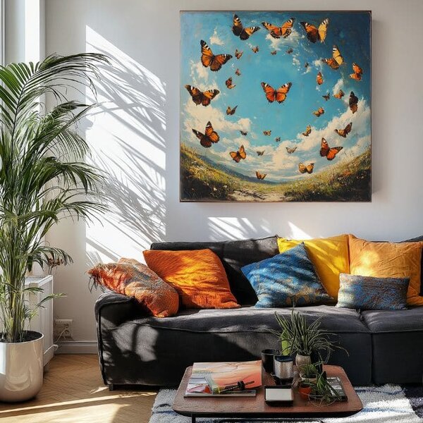 Obraz Kruh motýlů - Harmonie v přírodě - 60x60 cm