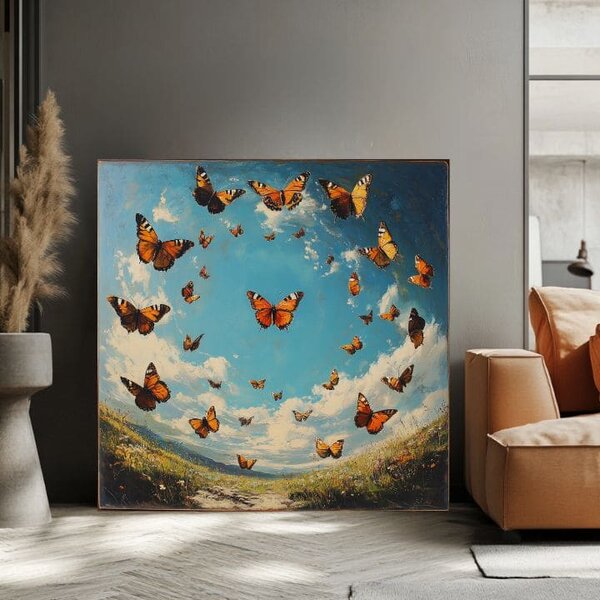 Obraz Kruh motýlů - Harmonie v přírodě - 60x60 cm