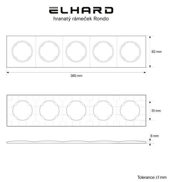 Elhard Hranatý pětirámeček Rondo, černý RD3105B
