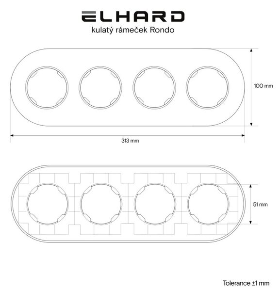 Elhard Kulatý čtyřrámeček Rondo, černý RD3004B