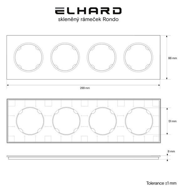 Elhard Skleněný čtyřrámeček Rondo Glass, černý RG3104B