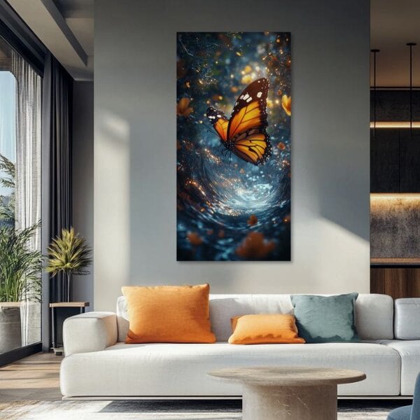 Obraz Orange Butterfly - magická atmosféra - 50x100 cm