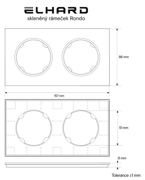 Elhard Skleněný dvojrámeček Rondo Glass, stříbrný RG3102S