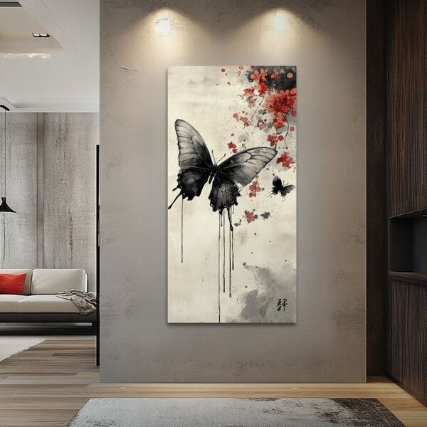Obraz Butterfly - japonský minimalismus - 50x100 cm