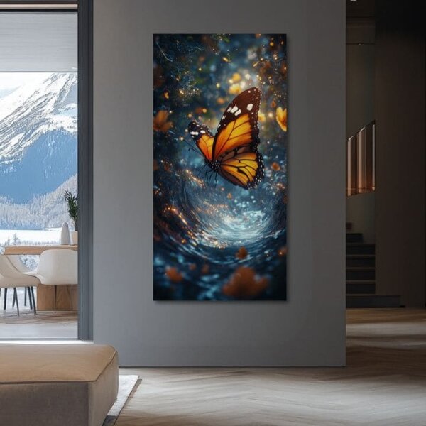 Obraz Orange Butterfly - magická atmosféra - 50x100 cm
