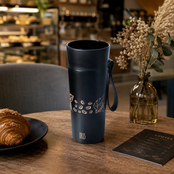 Designový termohrnek, 360ml, Iris Barcelona, černý