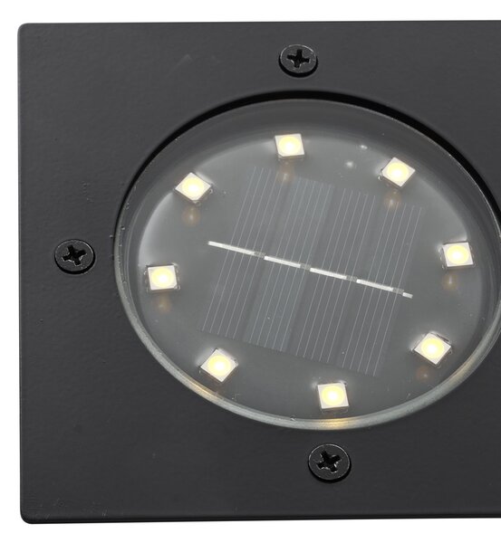 Sada 6 zemních bodových světel černá čtvercová vč. LED IP65 solární - Terry