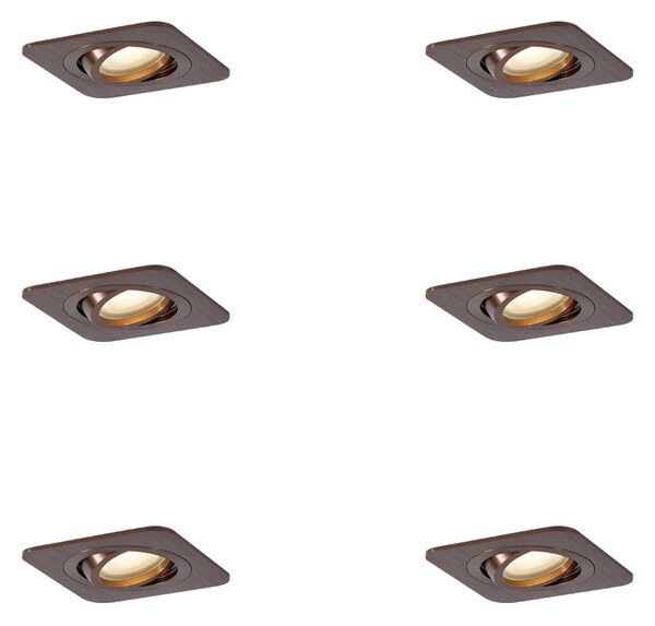 Sada 6 kulatých zapuštěných bodových svítidel tmavě bronzová GU10 50mm IP44 - Alberto