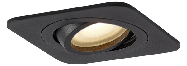 Sada 6 kulatých zapuštěných bodových svítidel černá GU10 50mm otočná a naklápěcí IP44 - Alberto
