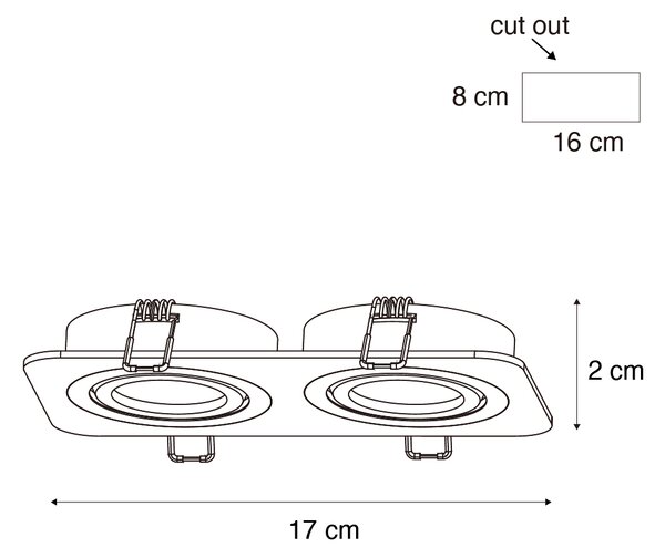 Sada 6 kulatých zapuštěných bodových svítidel tmavě bronzová GU10 50mm otočná a naklápěcí IP44 2-světla - Alberto