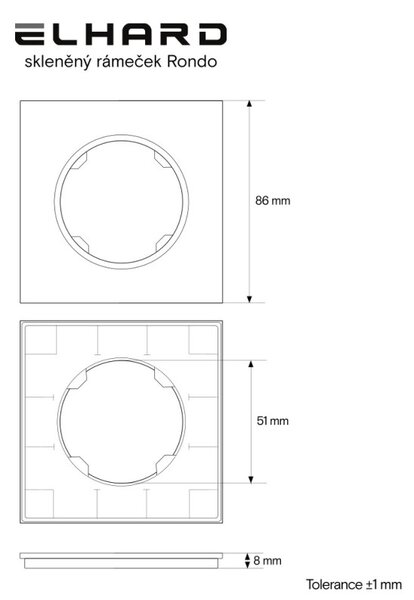 Elhard Skleněný jednoduchý rámeček Rondo Glass, stříbrný RG3101S