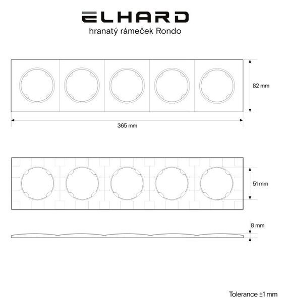 Elhard Hranatý pětirámeček Rondo, stříbrný RD3105S
