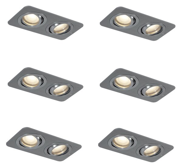 Sada 6 kulatých zapuštěných bodových svítidel Gunmetal GU10 50mm nastavitelná IP44 2-světla - Alberto
