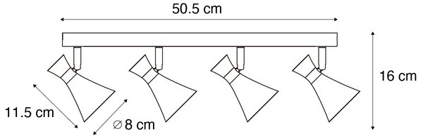 Moderní stropní bodové svítidlo černé 4-světelné otočné a sklopné - Triangle