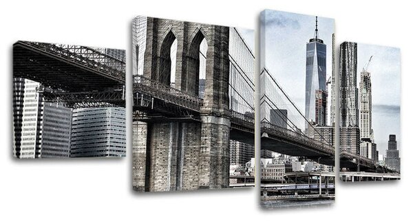 4dílný obraz na stěnu MĚSTO / NEW YORK - 90x50 cm