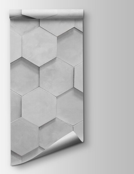 Fototapeta Bílé šestiúhelníky na zdi, Geometrické 3D fototapety, Populární fototapety, u97132 - Tapeko.co.cz