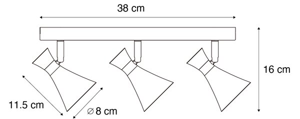 Moderní stropní bodové svítidlo černé 3-světelné nastavitelné - Triangle