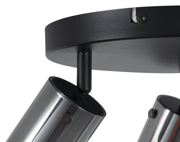 Stropní bodové svítidlo Gunmetal kulaté 3-světelné otočné a nastavitelné - Drain