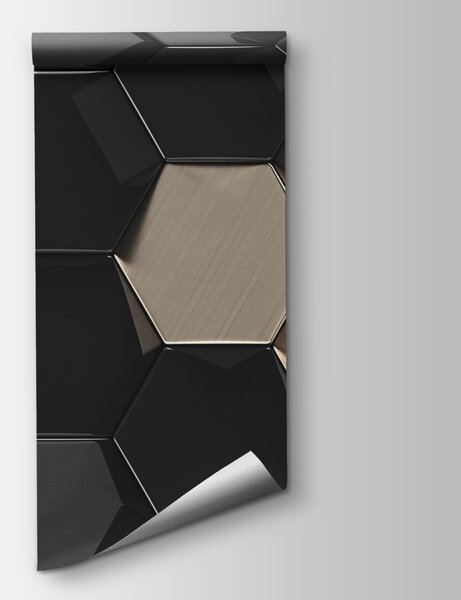 Fototapeta Šestiúhelníkový vzor v černé a béžové barvě, Geometrické 3D fototapety, Populární fototapety, u97138 - Tapeko.co.cz