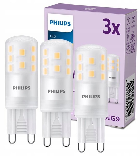 3x LED žárovka G9 KAPSLOVÁ 3,7W = 40W 470lm 2700K Teplá bílá PHILIPS