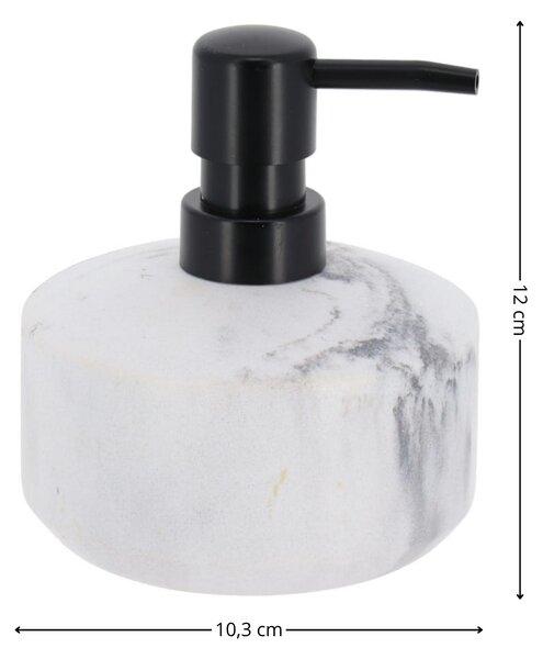 Dávkovač mýdla Vena Marble, bílá/s černými prvky, 175 ml
