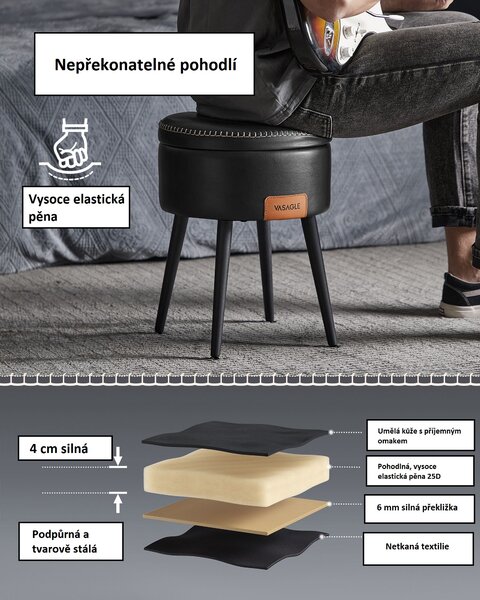 Mini taburet / stolička na nožičkách s úložným prostorem LOM005BH08
