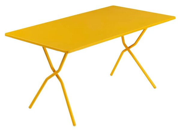Sada BALCONY II – skládací stůl 140×80 cm + 6 ultra kompaktních židlí | ColorBlock žlutá Miel