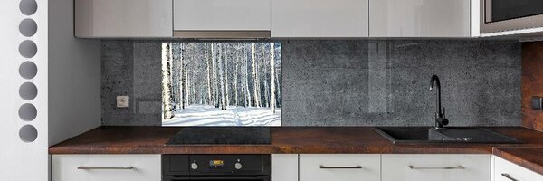 Skleněný panel do kuchynské linky Les zima pksh-61171749