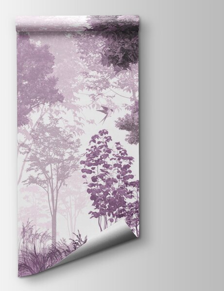 Fototapeta Fialový a bílý obraz stromů a rostlin, Lesní fototapety, Populární fototapety, u72134v4 - Tapeko.co.cz