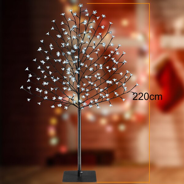 Svítící vnitřní/venkovní LED stromek 220 cm, studená bílá, dálkové ovládání 107577
