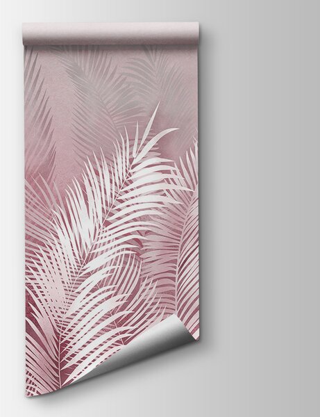 Fototapeta Bílé peří na růžovém pozadí, Fototapety s palmovými listy, Populární fototapety, u74601v2 - Tapeko.co.cz