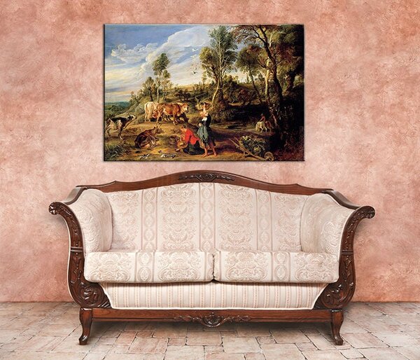 Obraz na plátně DOJIČKY S DOVOTKEM V KRAJINĚ - Peter Paul Rubens REP154 - Peter Paul Rubens REP154 - 60x40 cm