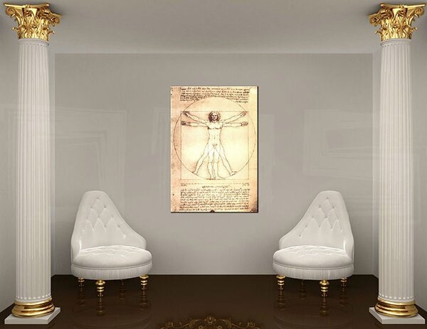 Obraz na plátně VITRUVIOVSKÝ MUŽ - Leonardo Da Vinci REP167 - Leonardo Da Vinci REP167 - 100x70 cm