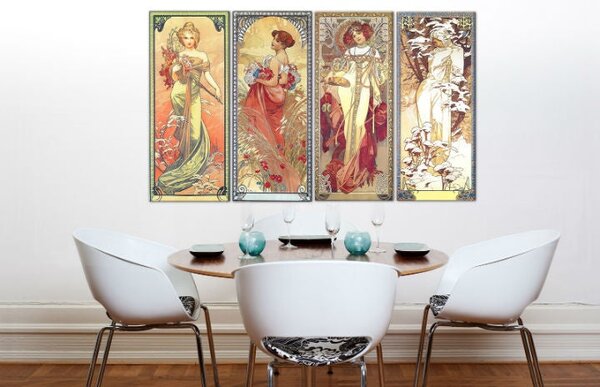 Obraz na plátně 4 části ČTYŘI ROČNÍ DOBY 120x70 cm - Alfons Mucha 000 REP236 - Alfons Mucha 000 REP236 - 120x70 cm
