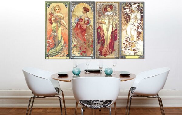 Obraz na plátně 4 části ČTYŘI ROČNÍ DOBY 120x70 cm - Alfons Mucha 000 REP236 - Alfons Mucha 000 REP236 - 120x70 cm