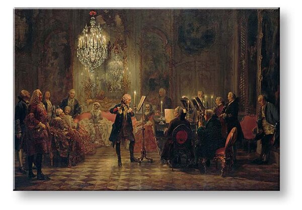 Reprodukce obrazu na plátně - Leonardo da Vinci REP279 - Frederick Velký hraje na flétnu v Sanssouci - 40x60 cm