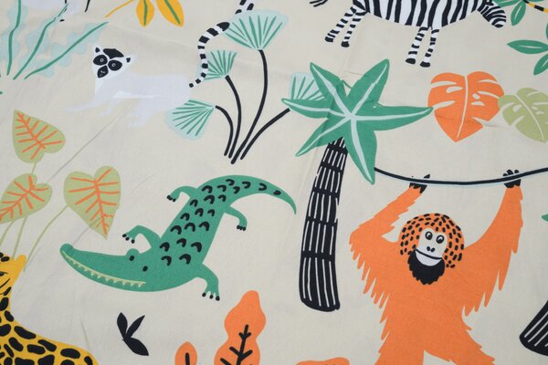 Povlak na polštář z mikrovlákna JUNGLE FRIENDS 70x90 cm, barevný