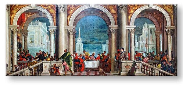 Obraz na plátně Paolo Veronese - Kristus v domě Léviho - Kristus v Leviho domě - 40x100 cm