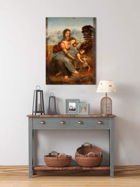 Obraz na plátně Leonardo da Vinci - Svatá rodina se sv. Annou - Svatá rodina se svatou Annou - 30x50 cm