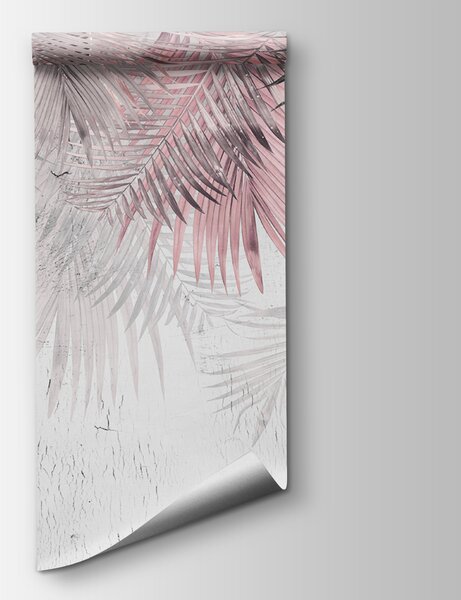Fototapeta Růžové a bílé palmové listy, Fototapety s tropickým motivem, Populární fototapety, u93843v2 - Tapeko.co.cz