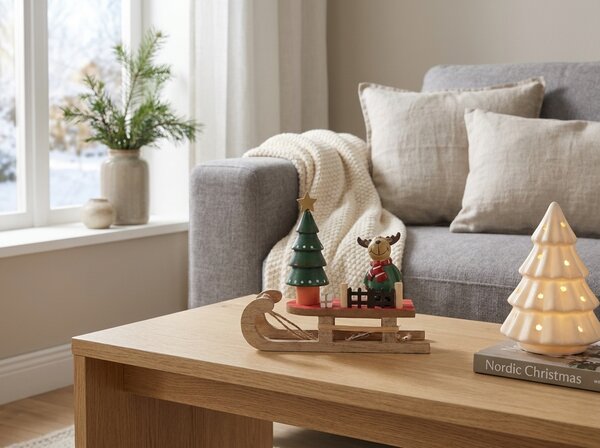 Vánoční dekorace REINDEER SLEIGH 15,5x13 cm