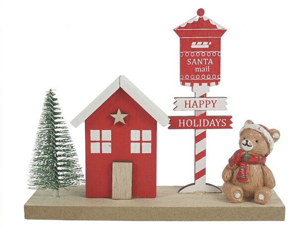 Vánoční dekorace BEAR HOUSE 15,5x13 cm