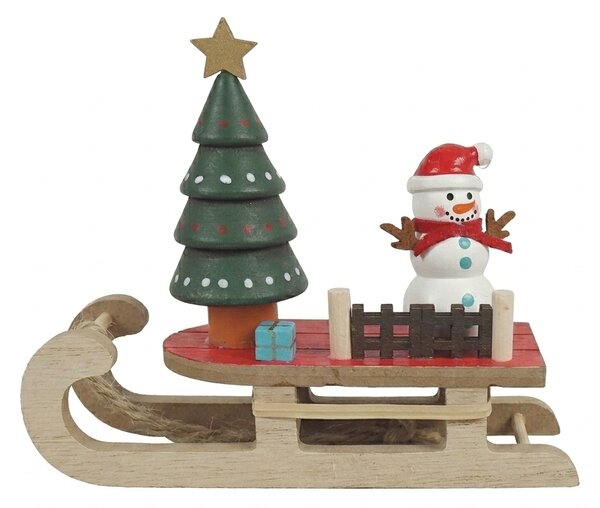 Vánoční dekorace SNOWMAN SLEIGH 15,5x13 cm