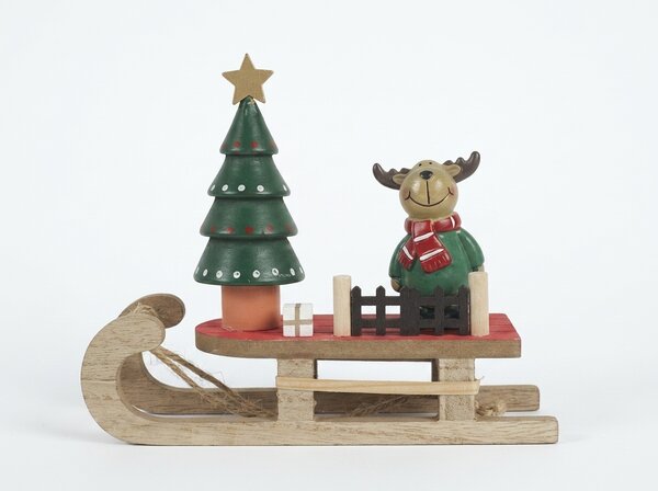 Vánoční dekorace REINDEER SLEIGH 15,5x13 cm