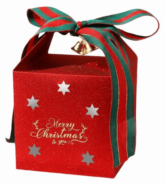 Vánoční dárková krabička MERRY CHRISTMAS 10x10 cm, červená