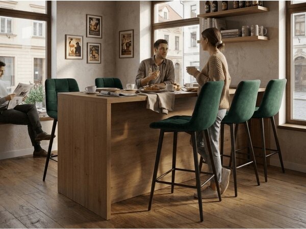 Barová židle CHIC VELVET s černými nohami, tmavě zelená