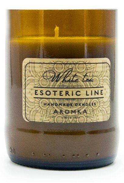 Sójová svíčka Aromka White Tea, v pivní lahvi, vůně bílého čaje, hoření 23 hodin