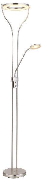 Globo 59038ND - LED Stmívatelná stojací lampa EBRO 20W/230V + 4W matný chrom